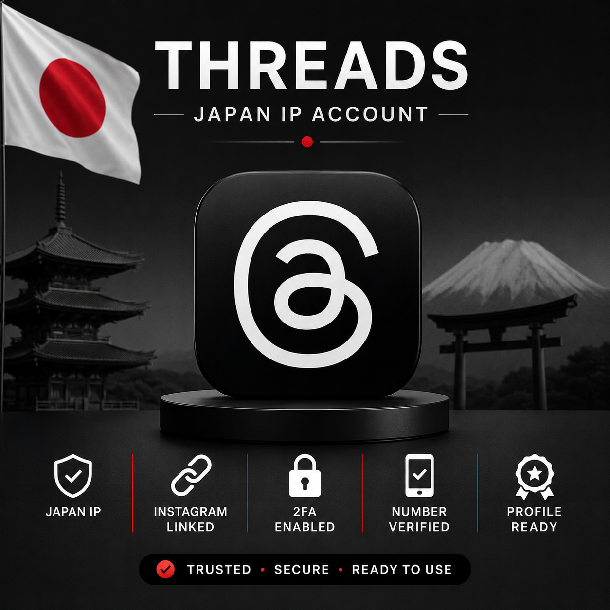 Japan IP Threads Account | Instagram Linked + 2FA Enabled | Number Verified