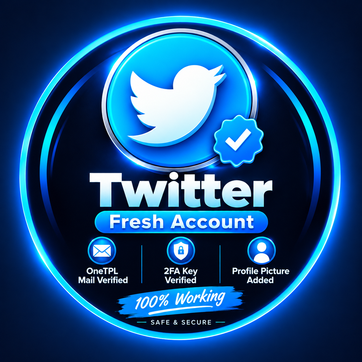 Fresh Twitter account add onetpl maill verify with 2fa key veryfied