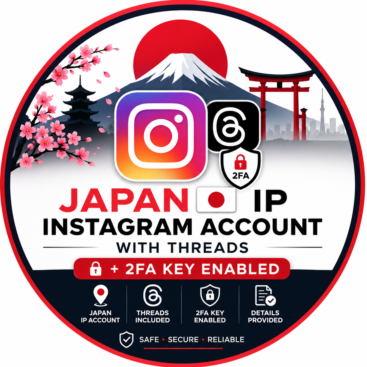 Japan 🇯🇵 IP Instagram Account with Threads + 2FA Key Enabled