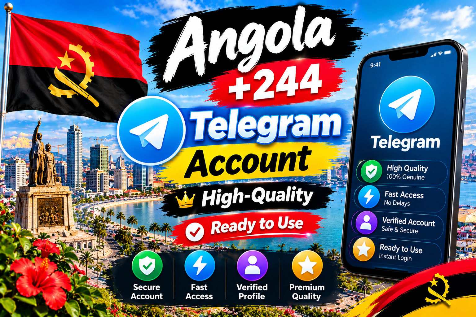 Angola +244 — High-Quality Telegram Account | Ready to Use