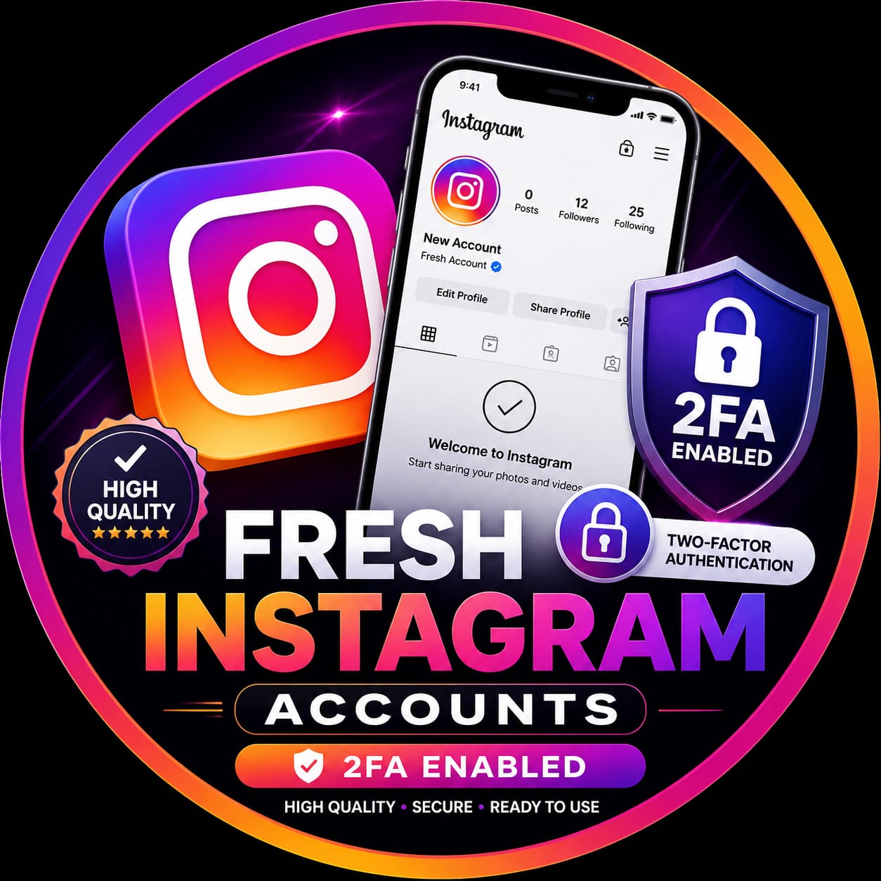 Fresh Instagram accounts 2fa key enable good quality
