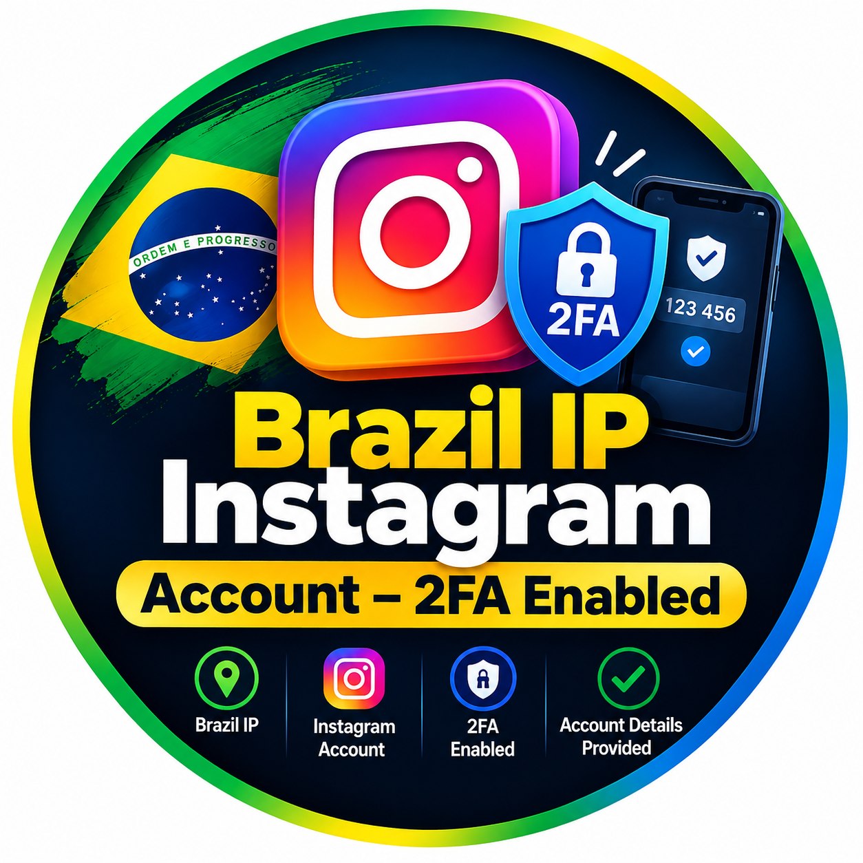 Brazil Ip Instagram account 2fa key verify best quality