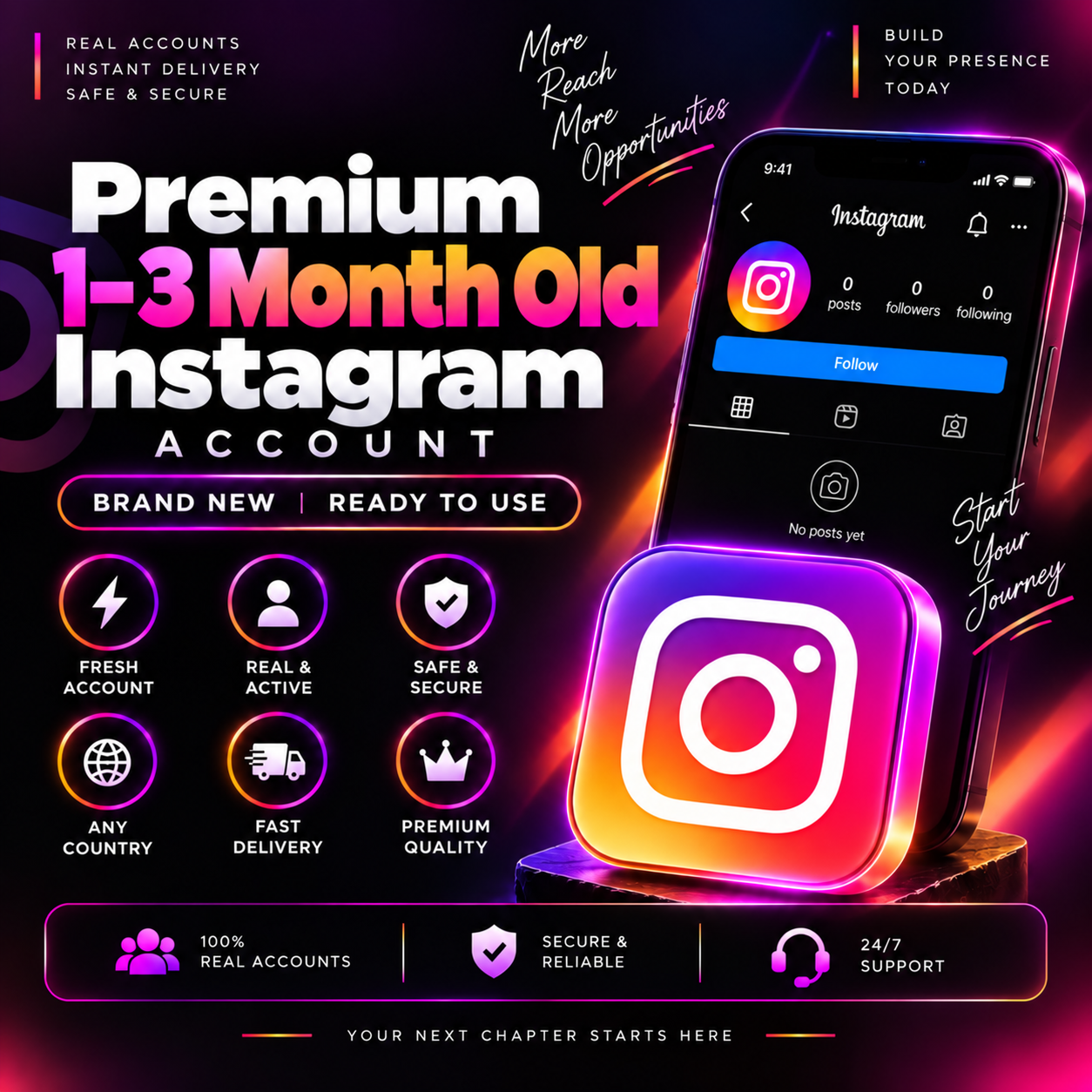 Premium 1-3 Month Old Instagram 2fa key Enable