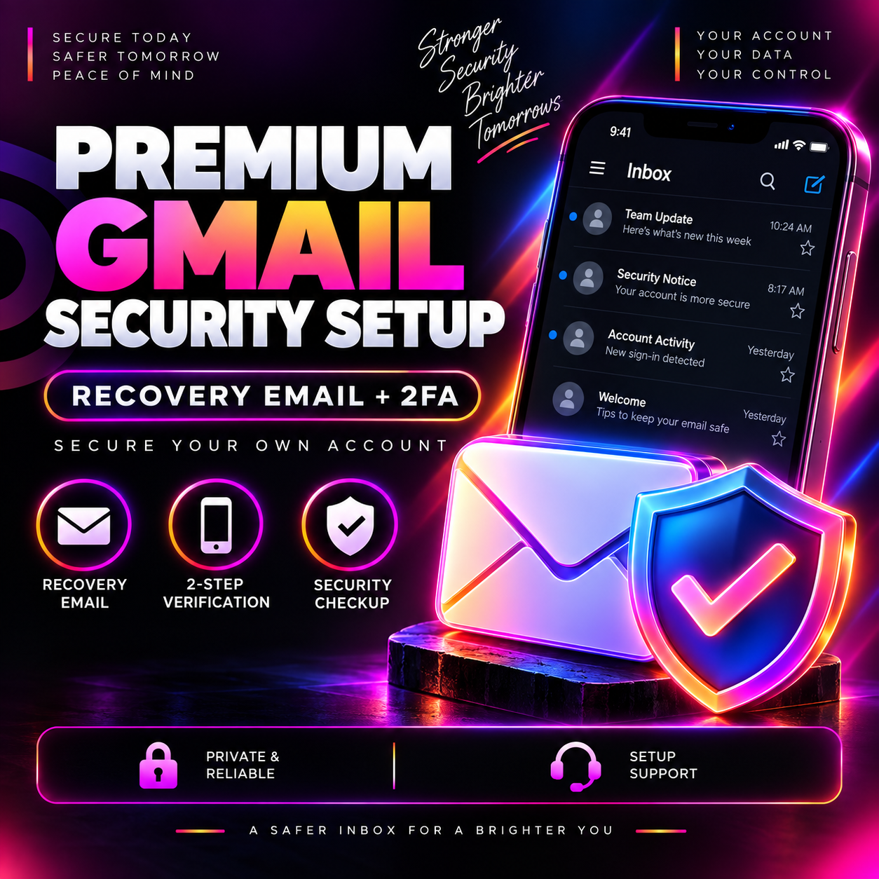 Premium 1 year old Gmail with recovery mail and 2fa Enable