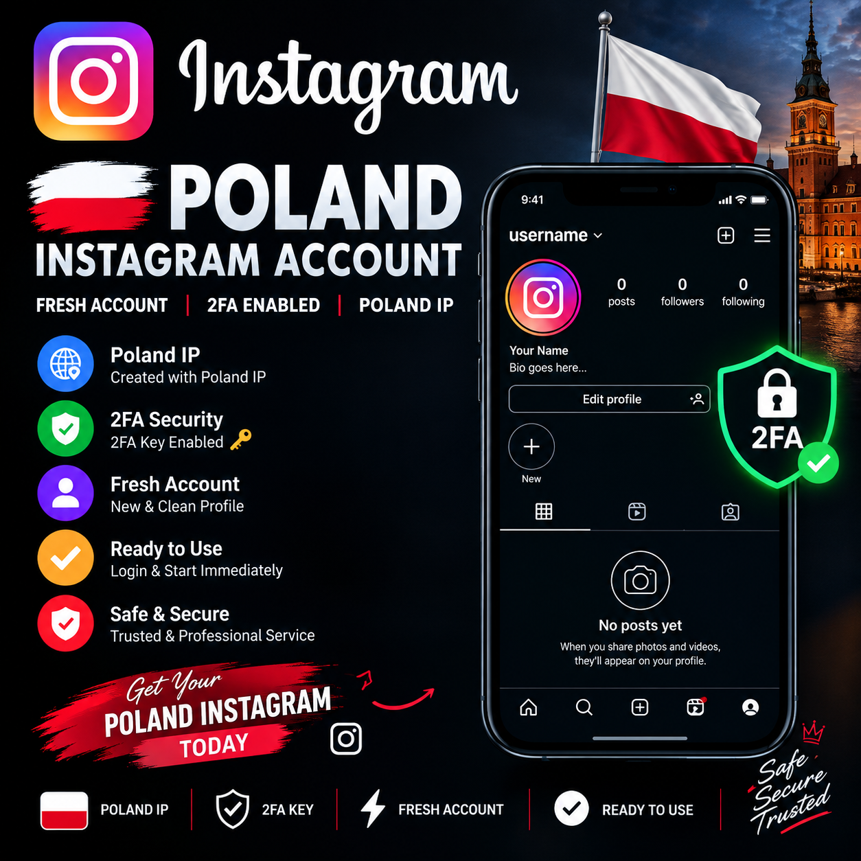 Poland Instagram Account ready to use 🇵🇱 | Fresh Account | 2FA Key 🗝️ | Poland IP