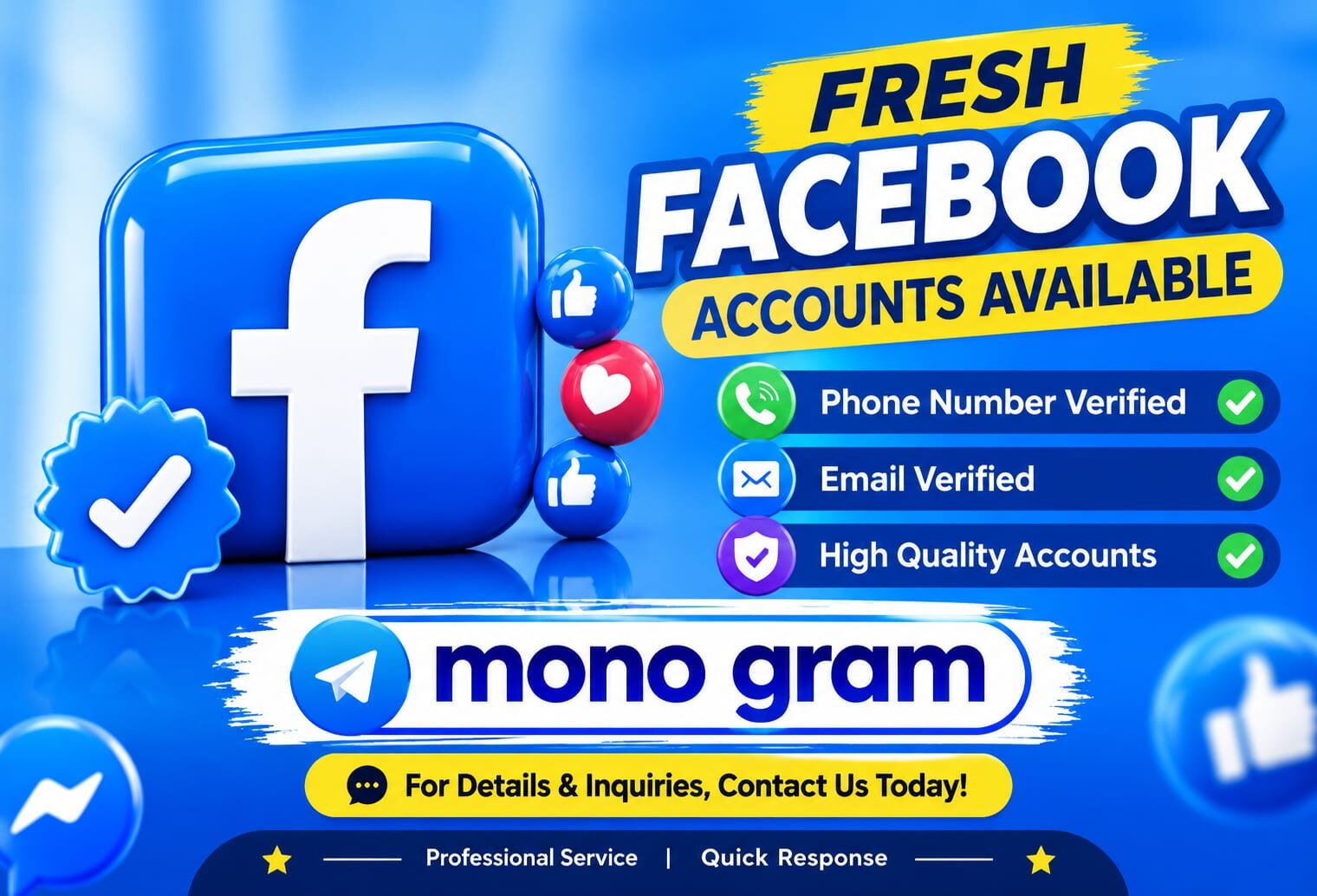 Fresh Facebook Accounts with number verified and mail verified high Quality Accounts
